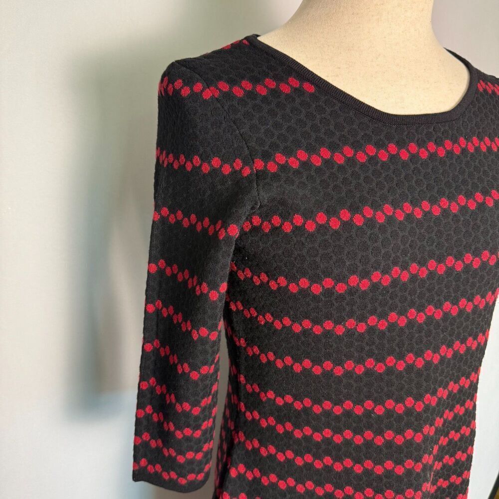 Gabby Skye Polka Dot Patterned Sweater Dress, Size L, Red and Black - Picture 5 of 12